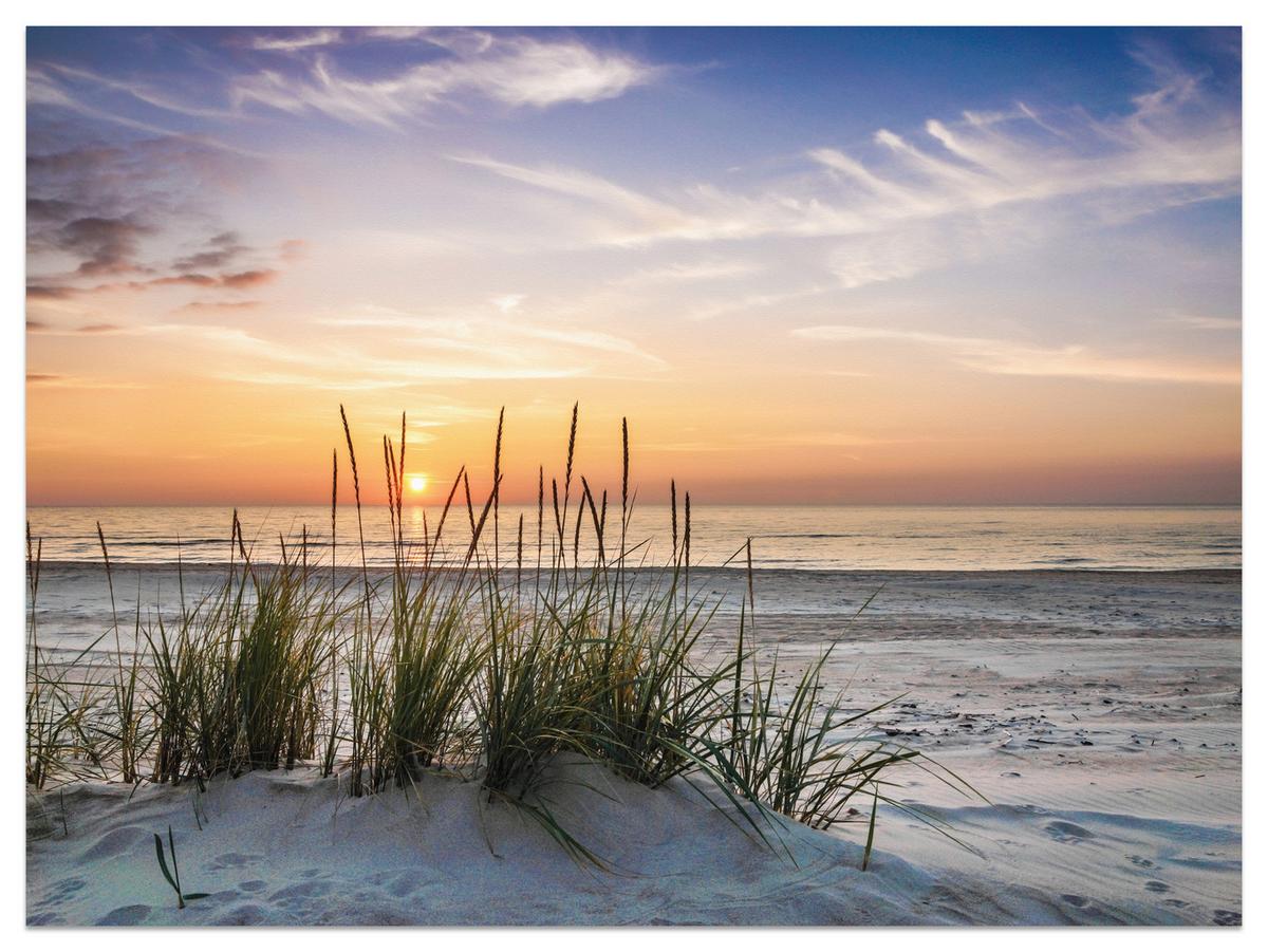 FOTOTAPETE Meer STRAND Dünen Sonnenuntergang Landschaft 3D 350x256cm - Beige/Violett, Papier (350/256cm) - Muralo