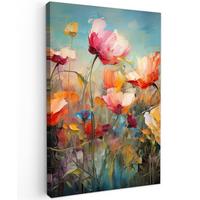 LEINWANDBILD Blumen - Aquarell - Kunst - Botanisch - Natur Deko Groß 90x140 cm - Orange, Textil (90/140cm) - MuchoWow