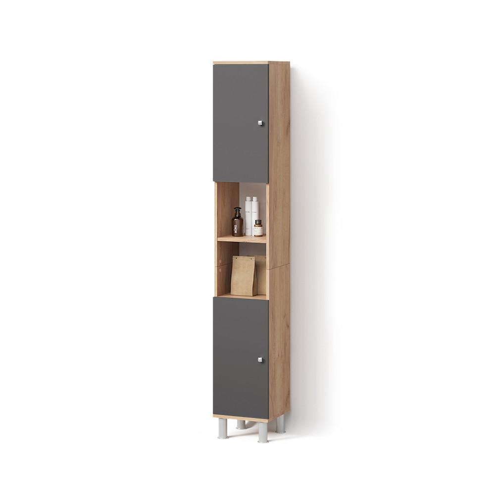 BADSCHRANK Fucino Eiche 30 x 190 cm - Eichefarben, Holzwerkstoff (30/190/30cm) - Livinity®
