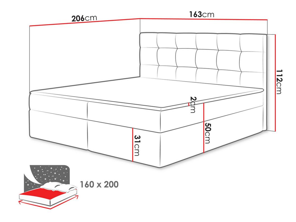 BOXBETT Luanda - H3 - Grau, Holzwerkstoff/Textil (160/200cm) - MIRJAN24