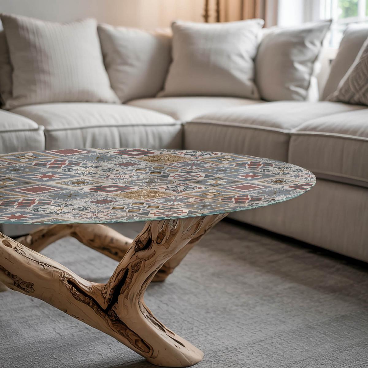 TISCHPLATTE fi80 cm Mosaikmuster mit Ornamenten - Multicolor/Grau, Glas (0.4/80/80cm) - TULUP