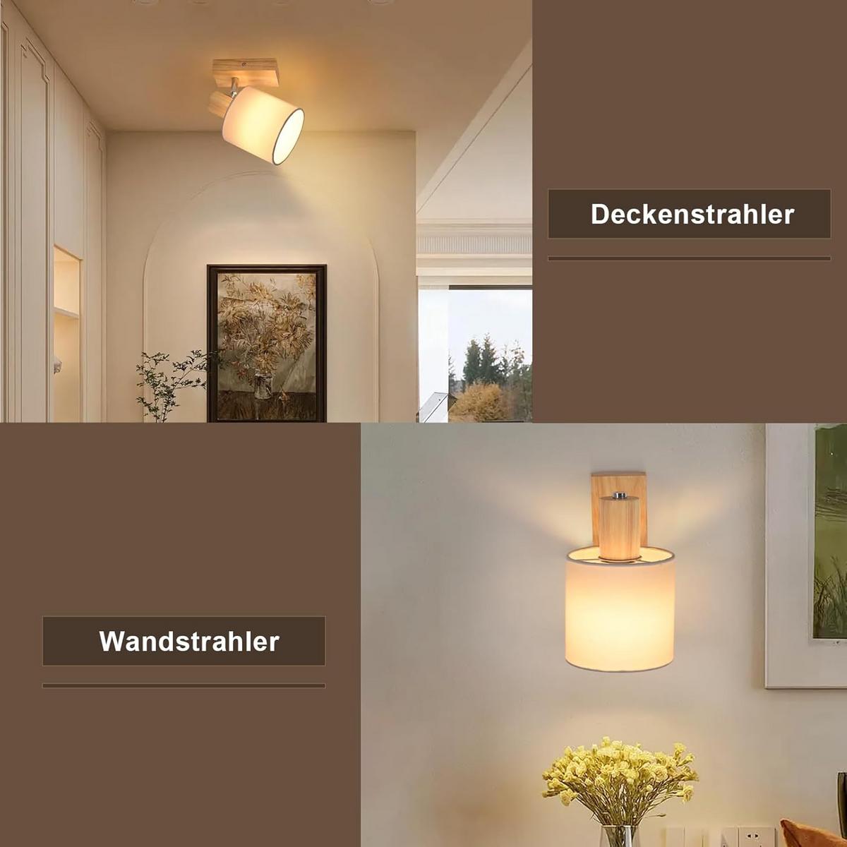 DECKENSTRAHLER Kakashi 13/13/21cm - Eukalyptusholzfarben, Holz (13/13/21cm) - ZMH