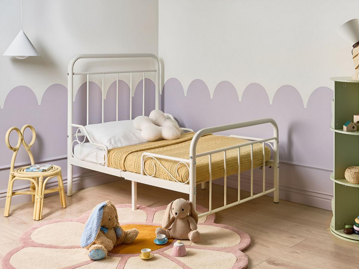 KINDERBETT mitwachsend Metall 90/200 cm Cremeweiß Anais - Creme, Metall (90/200cm) - Beliani