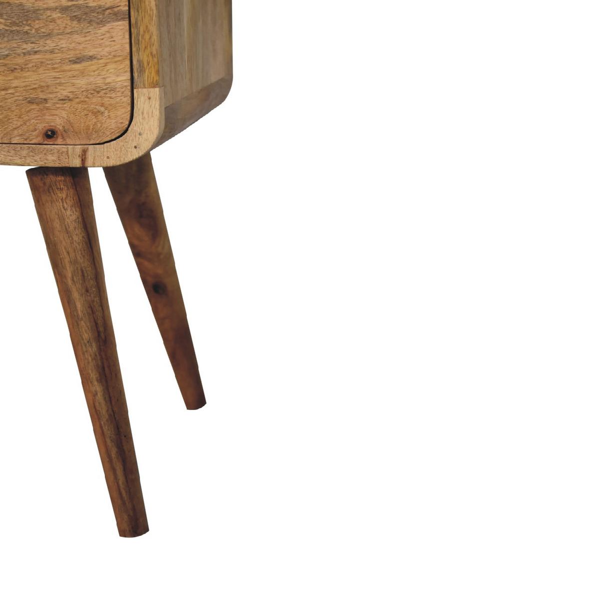 NACHTTISCH Massives Mangoholz Kleines, Gebogenes, Eichen-Finish, 2 Schublades, Beige - Messingfarben/Braun, Holz/Metall (30/55/30cm) - Artisan Furniture