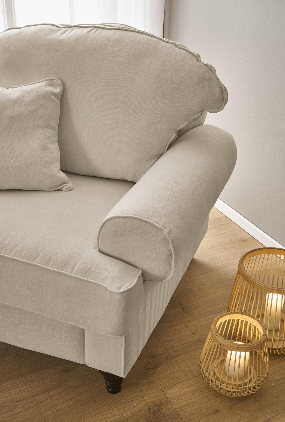 SESSEL beige Landhaus, Loungesessel 110 cm - Beige/Braun, Holz/Textil (110/95/100cm) - Furn.Design