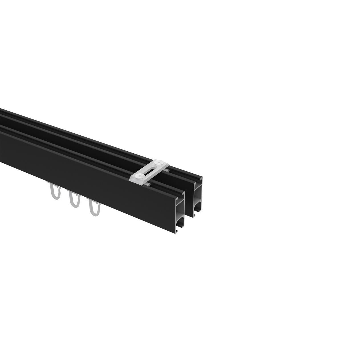 GARDINENSTANGE INNENLAUF Smartline Paxo 160 cm, 2-läufig, 14x35 mm Schwarz - Schwarz, Metall (160cm) - INTERDECO