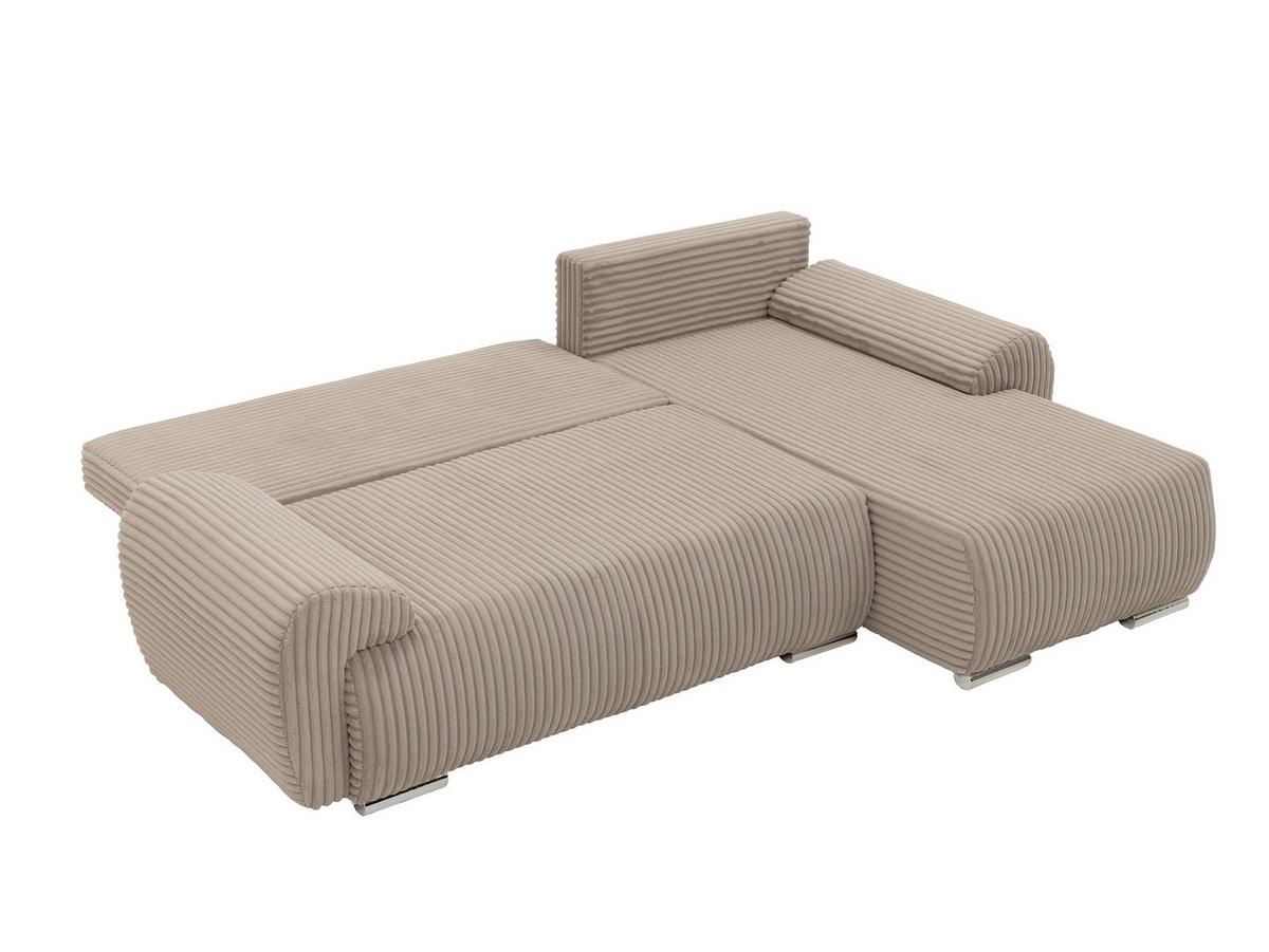 ECKSOFA Ubo L Cord, Seite: Links - Beige/Silberfarben, Holz/Kunststoff (282/187cm) - MIRJAN24