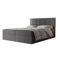 BOXBETT Dahlina 160/200 cm in Grau – mit Bettkasten und Luxus + TOPPER - Schwarz/Grau, Holz/Holzwerkstoff (160/200cm) - AX Living