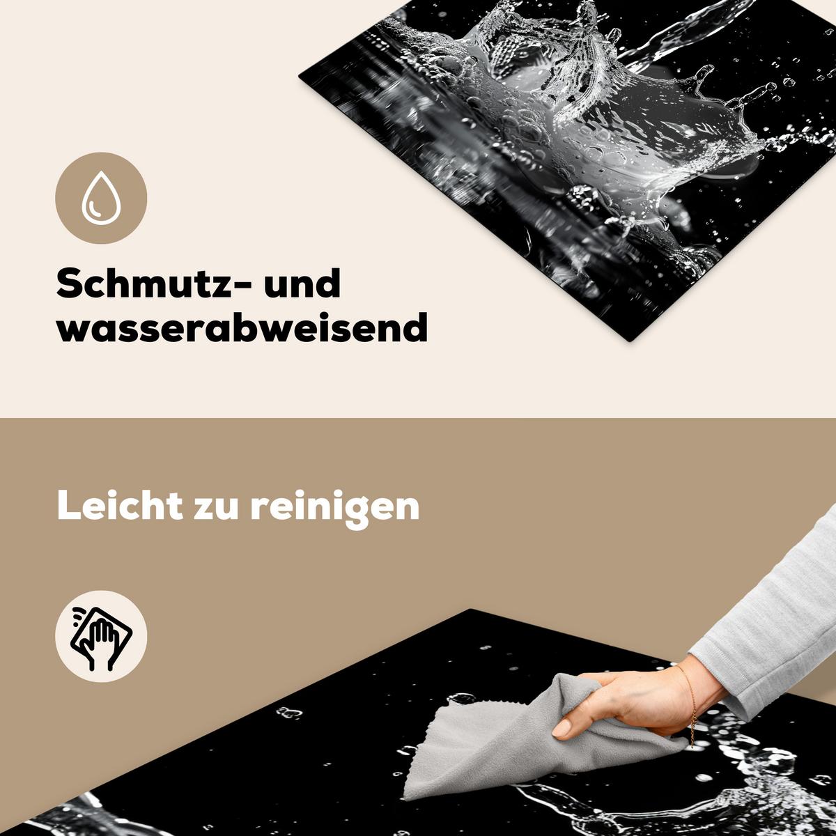 HERDABDECKPLATTE Wasser - Spritzwasser - Schwarz Abdeckung Ceranfeld 57.6x51.6 cm - Schwarz, Kunststoff (57.6/51.6/0.2cm) - MuchoWow