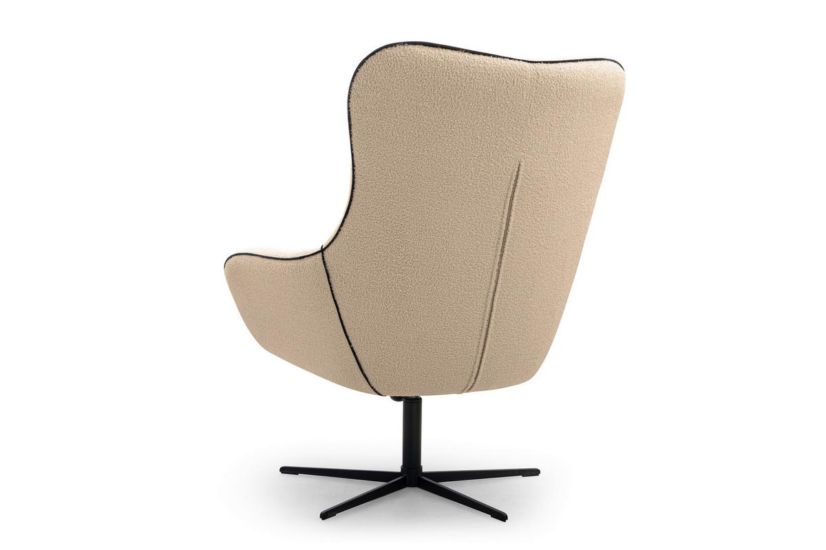 SESSEL SOGNO, Modern Polstersessel Loungesessel, Bucle-Stoff Beige - Beige, Holz/Metall (88/110/106cm) - MASSENO