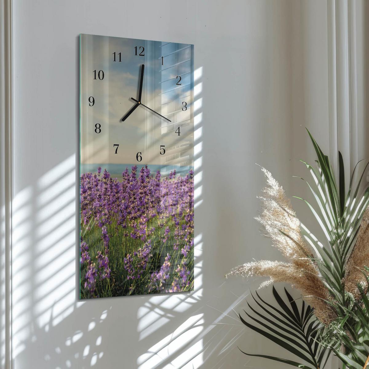 WANDUHR aus Glas 30x60 cm - Blumen - Multicolor, Glas (30/60/0.4cm) - TULUP