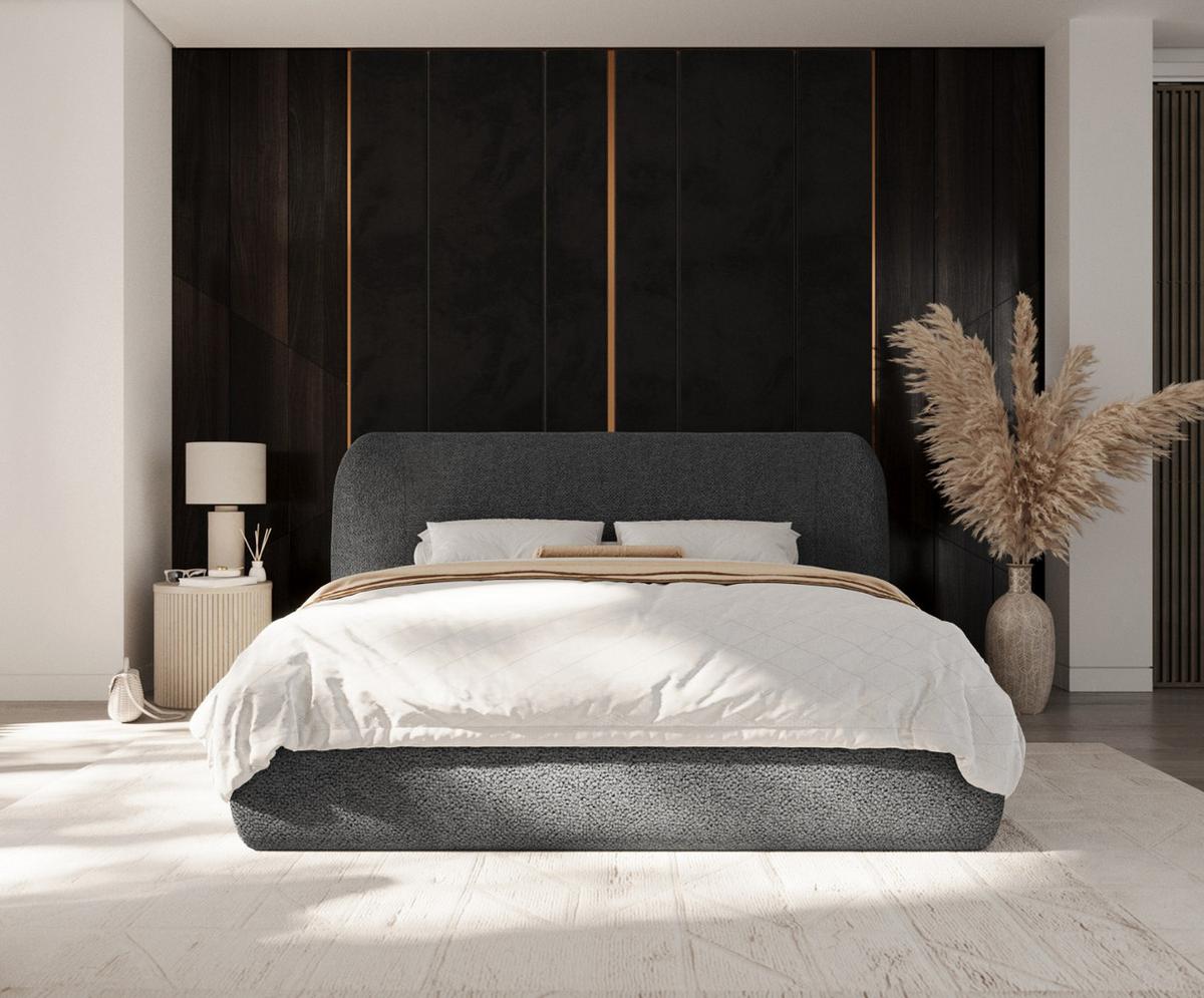 POLSTERBETT Bellano mit Stauraum 200/200 cm Anthrazit im Bubble Stoff - Anthrazit/Schwarz, Holz/Holzwerkstoff (200/200cm) - AltaBeds