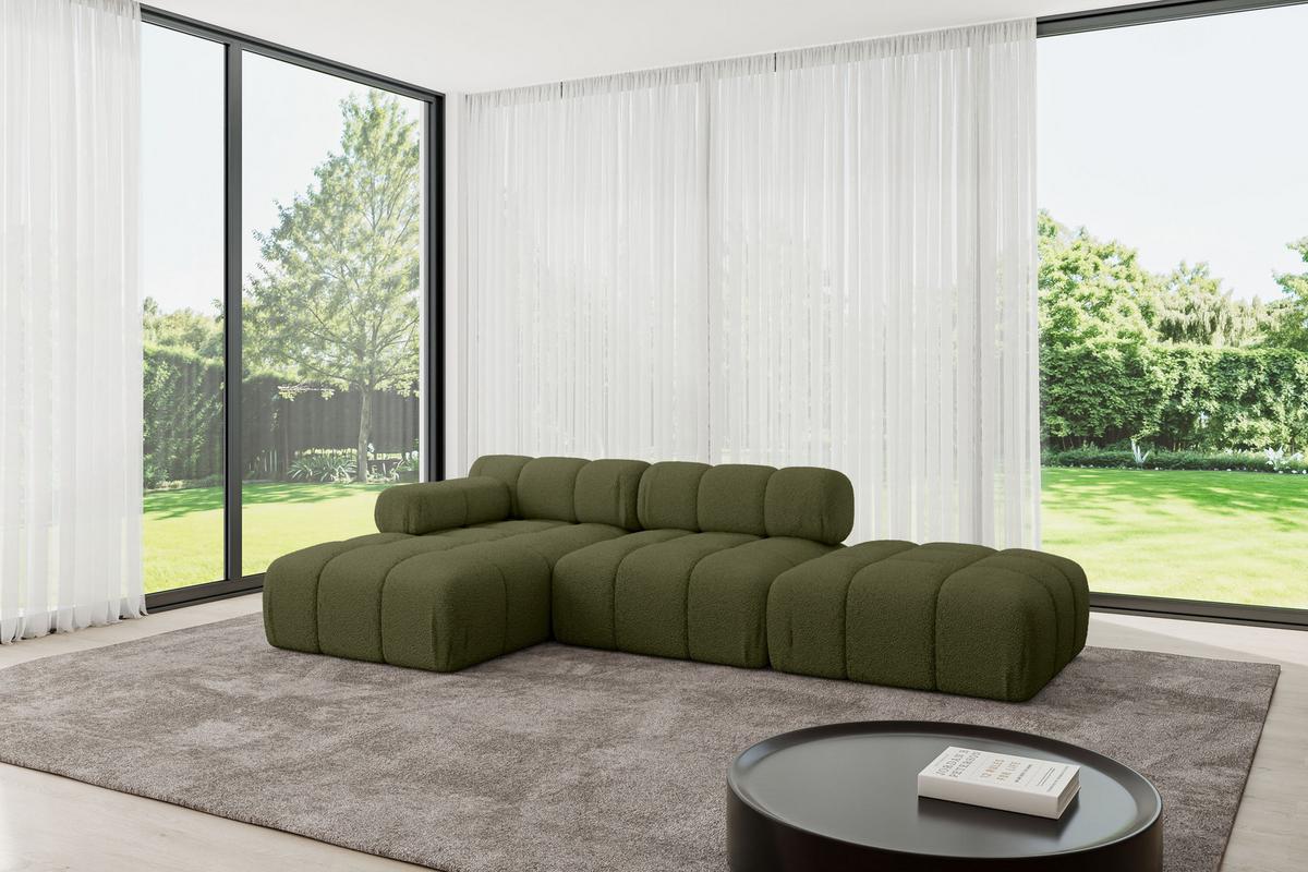 ECKSOFA modulares Sofa Lizur-L1 - 285x160x70 cm Grün Bouclé - Grün, Holzwerkstoff/Textil (285/160cm) - ALTDECOR