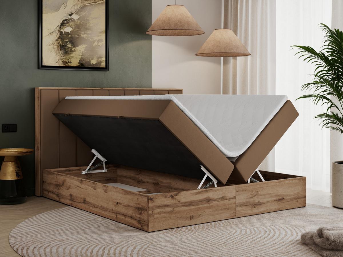 BOXBETT BELLISSIMO 180/200 Braun Kunstleder - H3 - Braun, Holz/Textil (180/200cm) - MKS