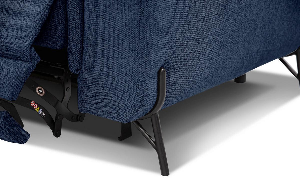 SOFA AVENA 3-Sitzer mit 1 Relaxfunktion, dunkelblau - Dunkelblau, Holzwerkstoff/Textil (204/80/108cm) - Wozimo