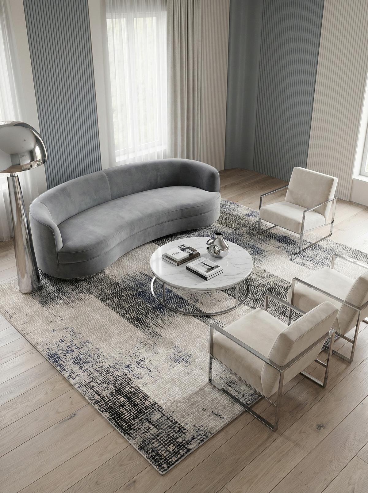 TEPPICH TIBER-Orte, geometrisch-abstrakt, Dunkelblau, 120 x 170 cm - Dunkelblau, Textil (170/120cm) - KADIMA DESIGN