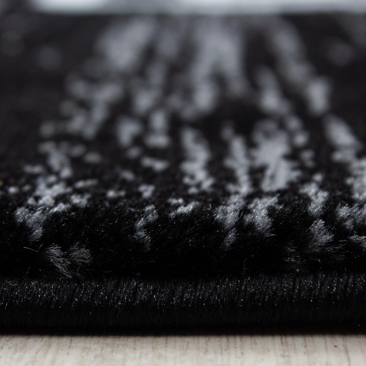 TEPPICH Kurzflor ASPEN in Schwarz, mit Mäander-Muster, 80 x 150 cm - Schwarz, Textil (150/80cm) - KADIMA DESIGN