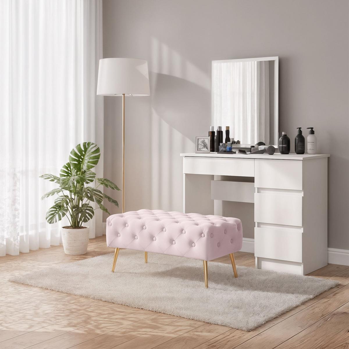 POLSTERBANK mit Samt - Optik Rosa 42/41/42 - Rosa, Textil (80/41/42cm) - RAUMHIRSCH FURNITURE