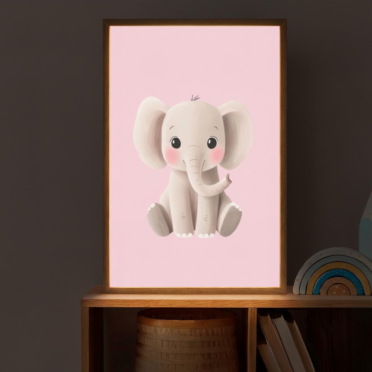 NACHTTISCHLAMPE MIT AKKU Elefant - Baby - Rosa - Cartoon 40x60 cm - Rosa, Holzwerkstoff (8/40/60cm) - OnlyWow