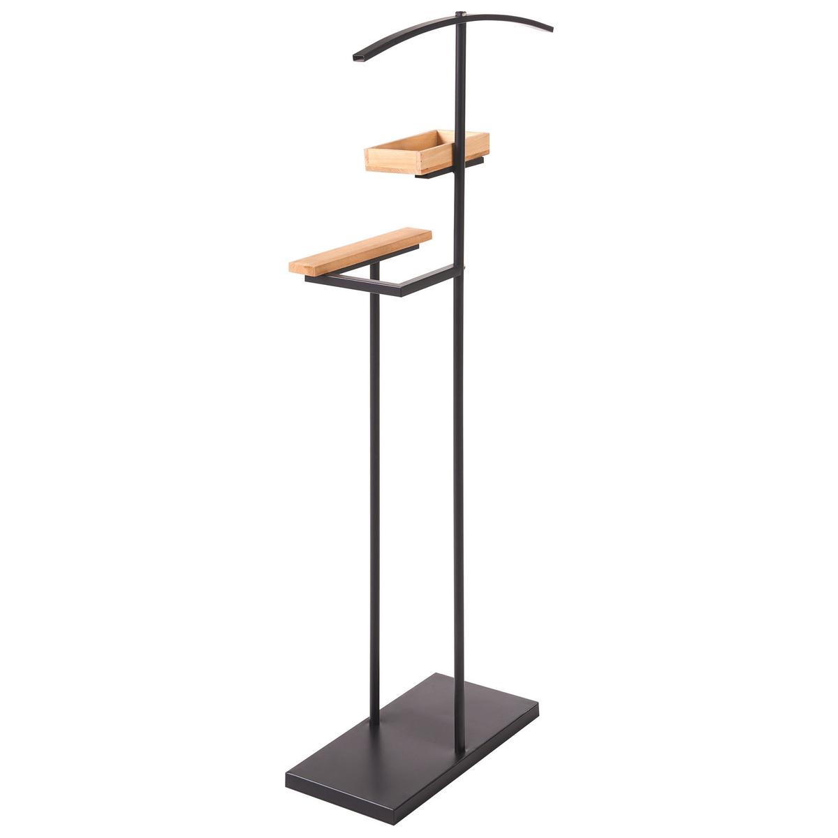 GARDEROBENSTÄNDER mit Fächern Schwarz Pipoon - Hellbraun, Metall (52/116/21cm) - Beliani