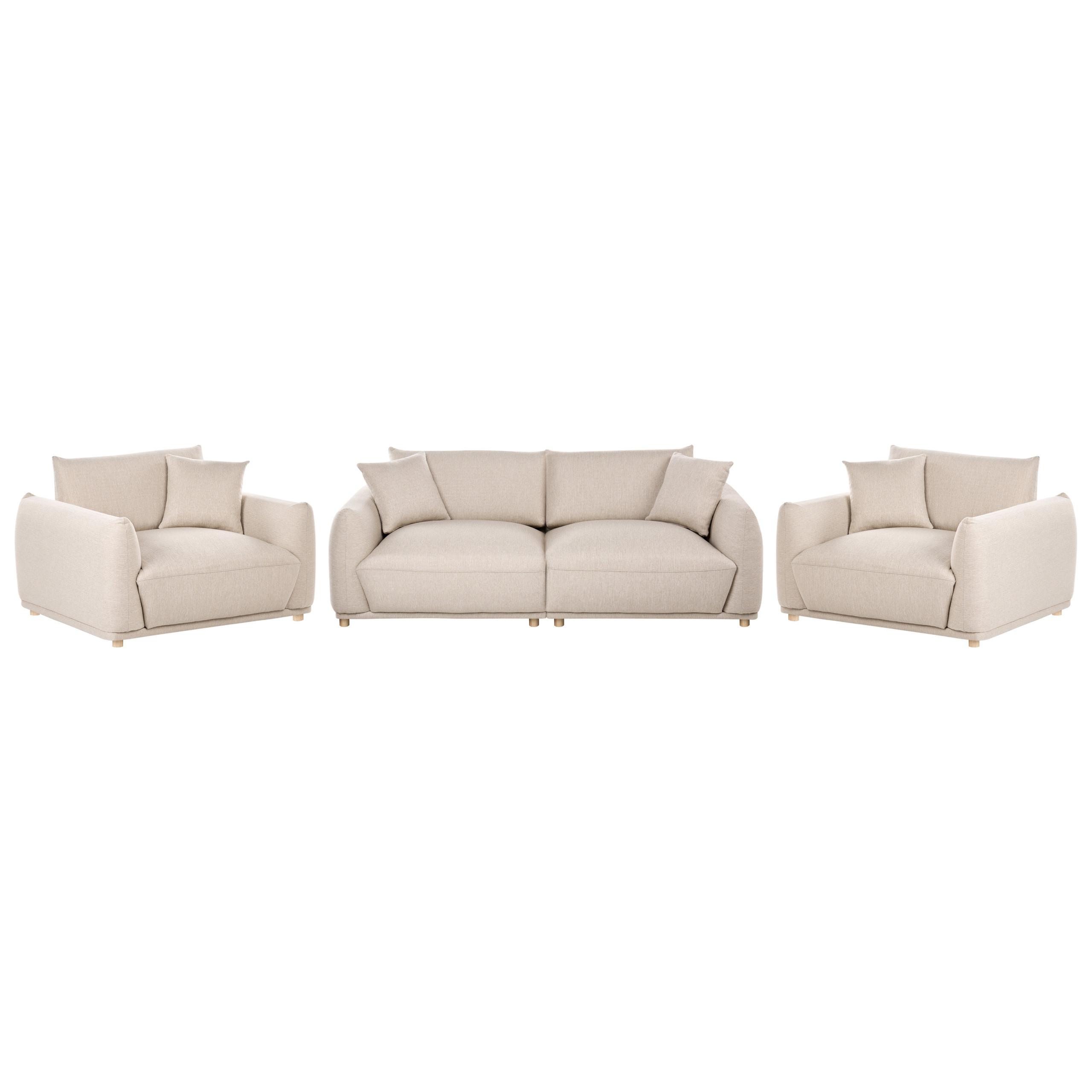 SOFA-SET 5-Sitzer Stoff Beige Jubek - Beige, Textil (220/75/104cm) - Beliani