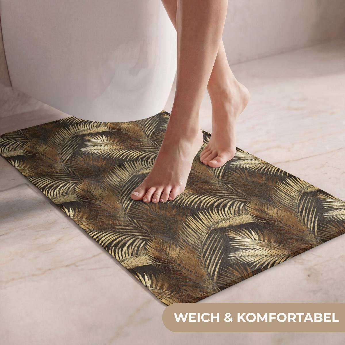 WC-VORLEGER Tropisch - Blätter - Gold WC Teppich 50x80 cm - Goldfarben, Textil (50/1cm) - OnlyWow