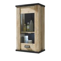 KÜCHENOBERSCHRANK Used Wood, anthrazit 50 cm, Hängeschrank mit Soft-Close - Anthrazit/Schwarz, Glas/Holzwerkstoff (50/90/31cm) - Furn.Design