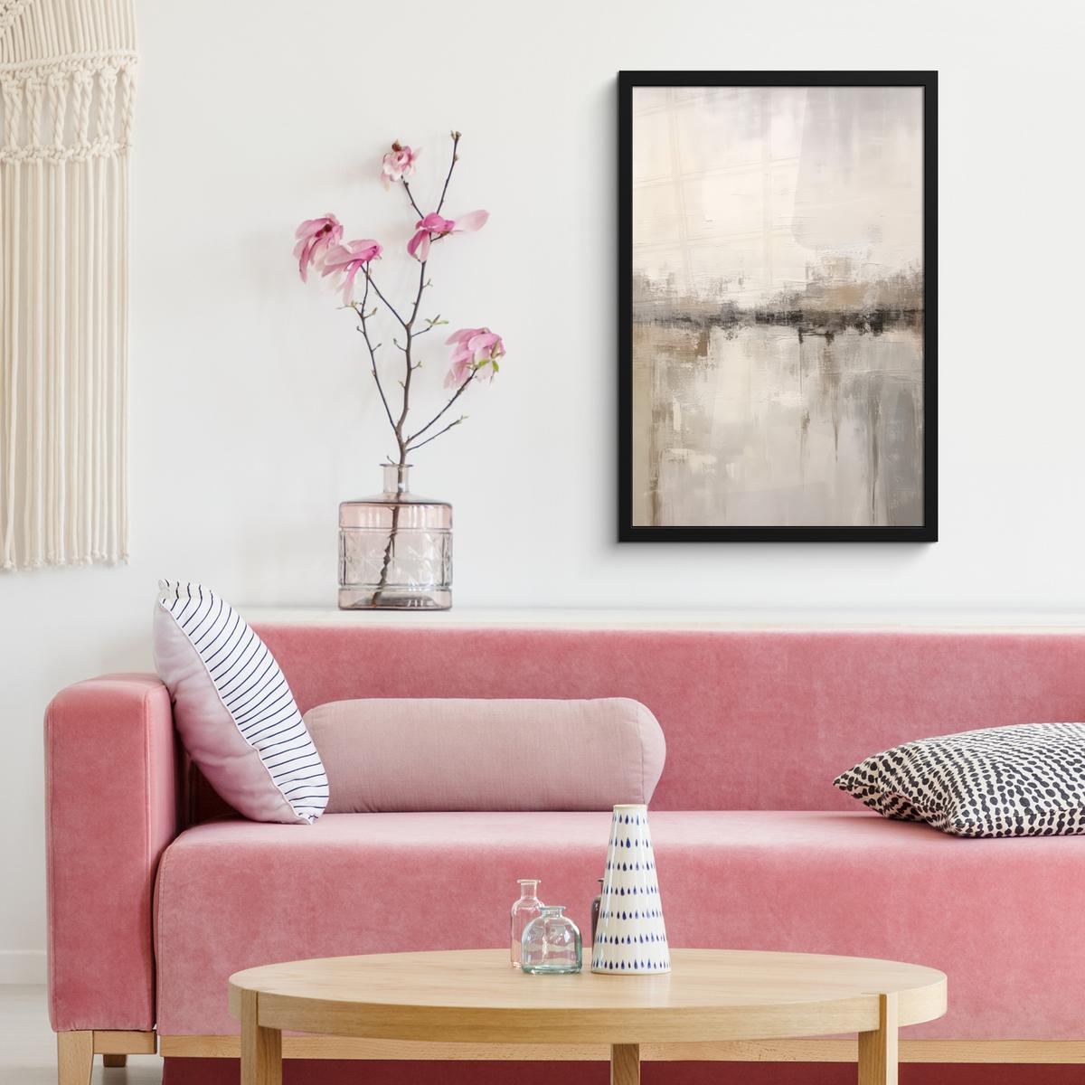 POSTER MIT RAHMEN Moderne Kunst - Abstrakt - Beige Bilder mit Rahmen 40x60 cm - Beige, Papier (40/60cm) - MuchoWow