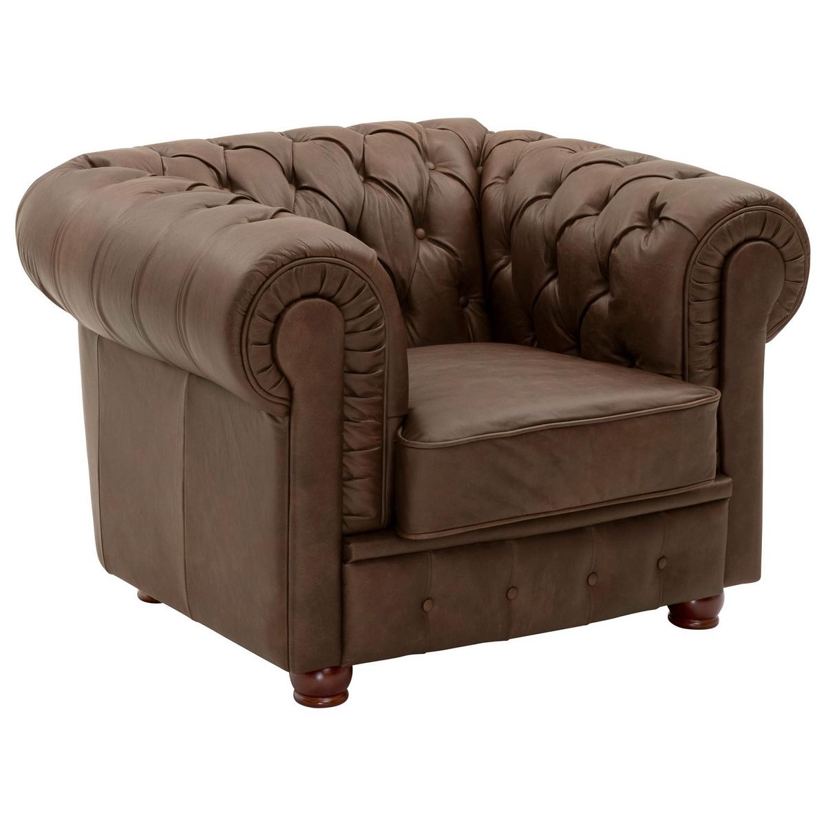 SOFAGARNITUR 3-2-1 Kalea Echtleder (Antikoptik) braun - Braun, Leder (200/76/98cm) - 58aufmkessel