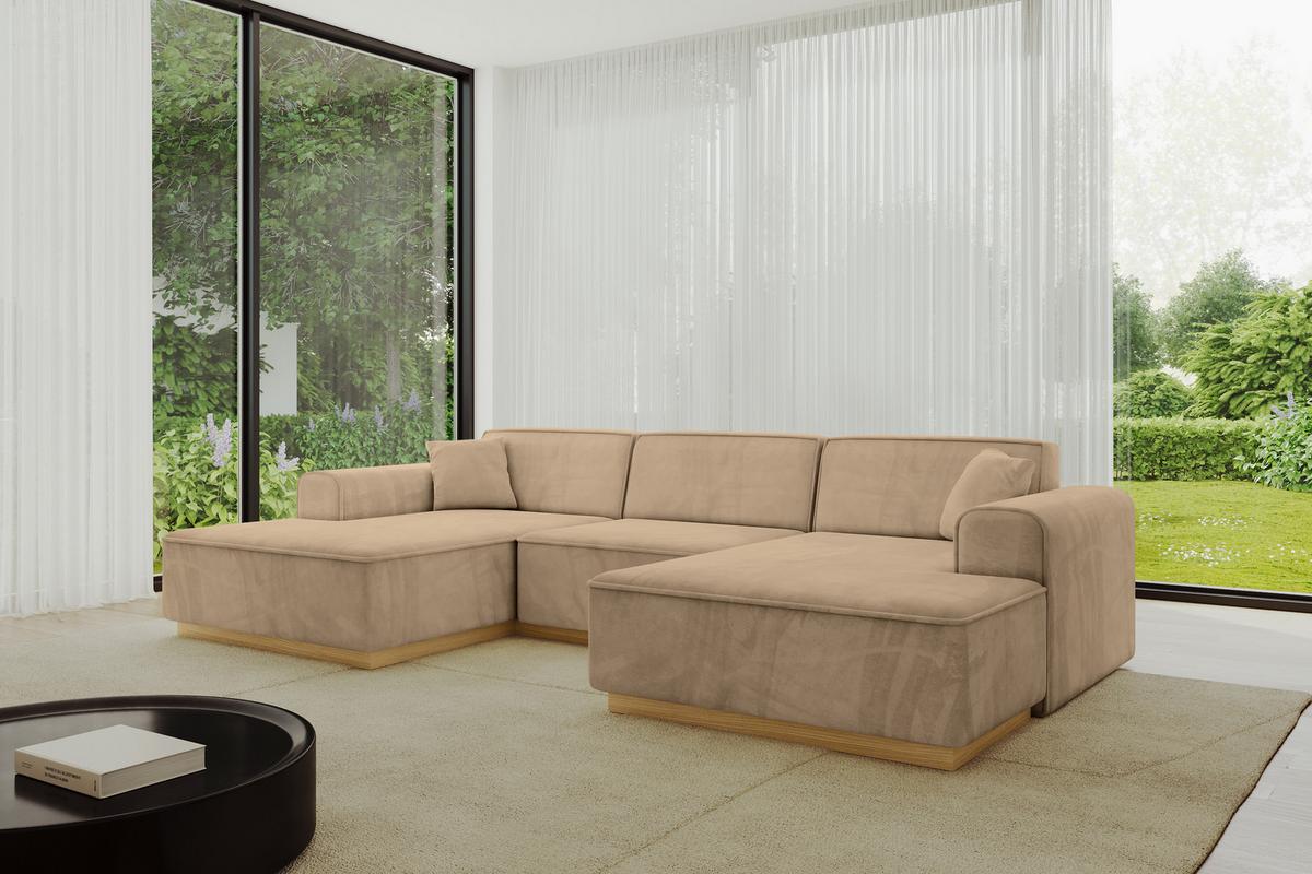 WOHNLANDSCHAFT IREA-U1-v2 - 303x171x83 cm Beige - Beige, Holzwerkstoff/Textil (303/83/171cm) - ALTDECOR