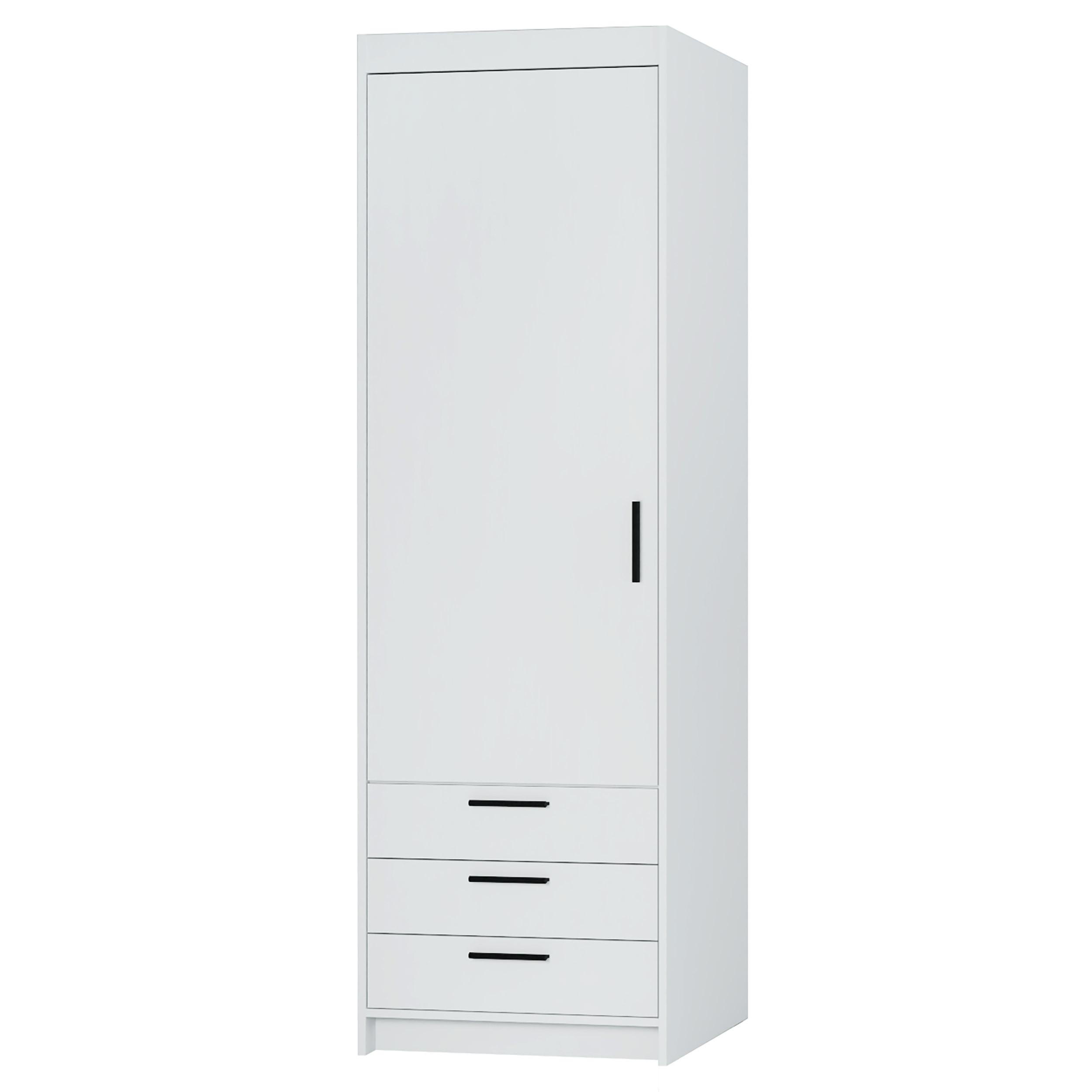 KLEIDERSCHRANK Storicos Weiß 59,9/190,5/53 cm - 1T3S Modern mit Schubladen - Weiß, Holzwerkstoff/Kunststoff (59.9/190.5/53cm) - AX Living