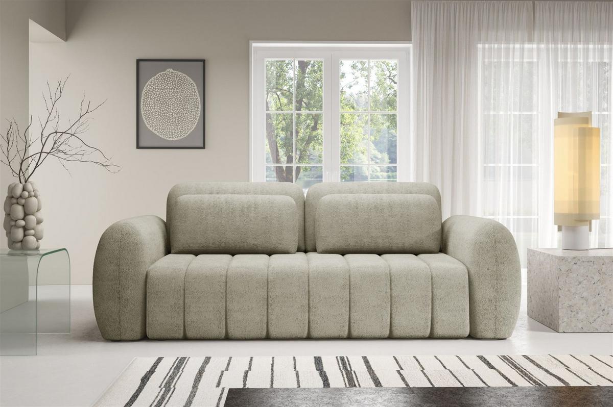 SCHLAFSOFA Caria - Creme, Holzwerkstoff/Textil (266/95/110cm) - Fun Möbel