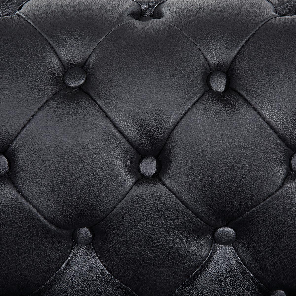 SESSEL Leder schwarz Chesterfield - Schwarz/Braun, Leder (108/70/77cm) - Beliani