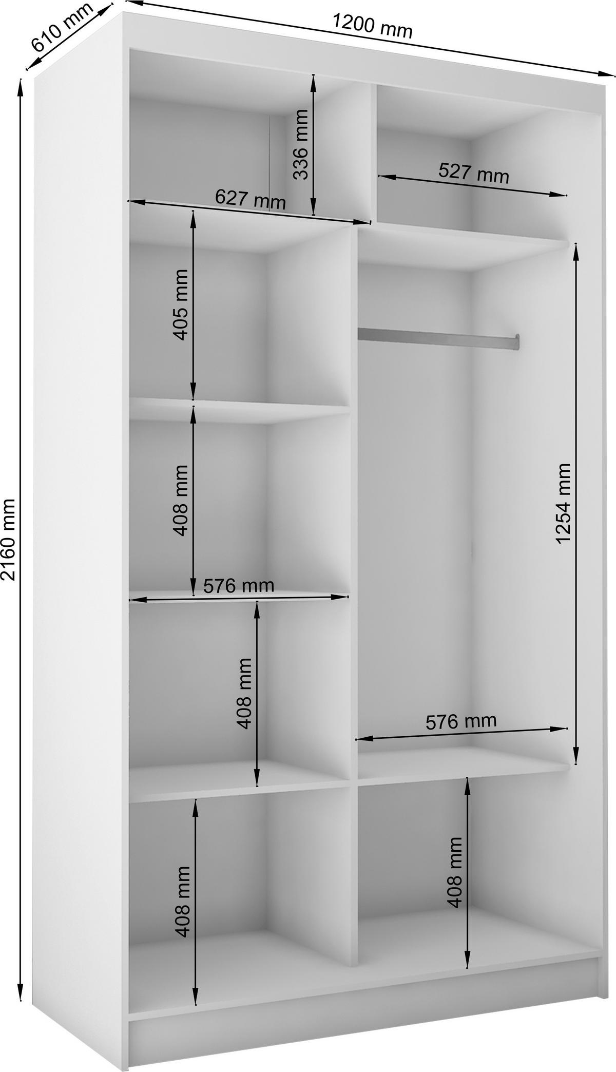SCHWEBETÜRENSCHRANK Cabinio Schwarz Eiche Artisan 120/216/61 cm – Modern, mit Lamellen - Walnussfarben/Schwarz, Holzwerkstoff/Kunststoff (120/216.1/61cm) - AX Living