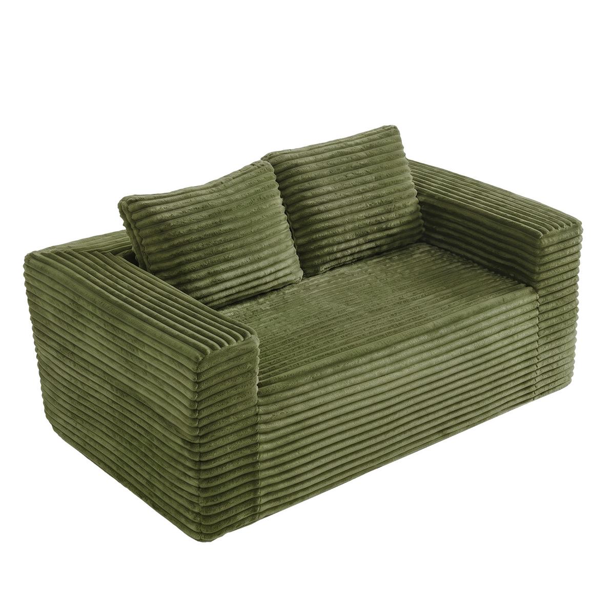 2-SITZER SOFA 160cm Cord-Sofa Bodensofa ohne Montage - Grün, Textil (160/58/88cm) - Urban Meuble