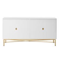 SIDEBOARD weiß & gold, erhabene textur & 4 türen - Weiß, Holzwerkstoff (160/82/40cm) - Urban Meuble