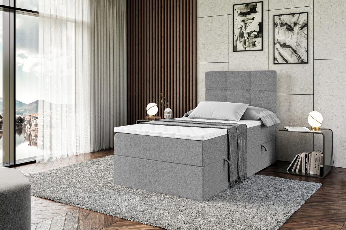 BOXBETT mit Matratze H3 und Lattenrost - MARCE - 90x200 - Links Grau - Grau, Holzwerkstoff (90/200cm) - ALTDECOR