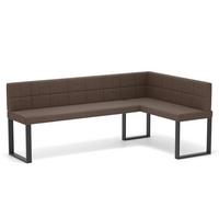 ECKBANK rechts SANA U Webstoff gesteppt, 168/128 cm Braun - Braun, Textil/Metall (128/168cm) - Idohome