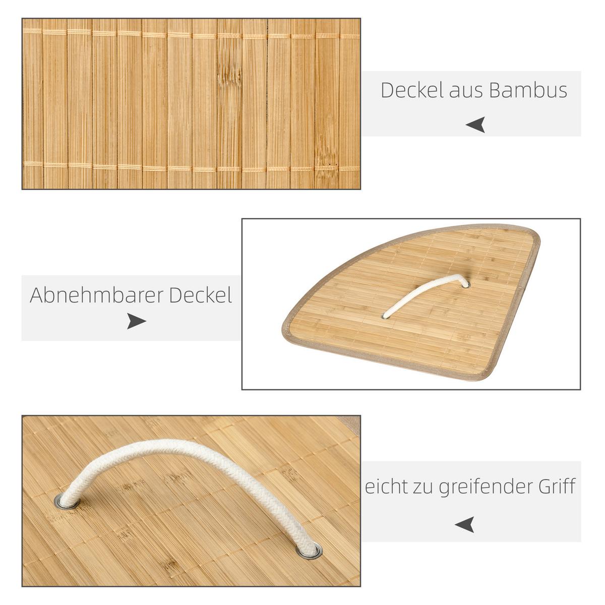 WÄSCHEKORB mit Deckel 55L, Bambus, Natur - Naturfarben, Naturmaterialien (38/57/38cm) - HOMCOM