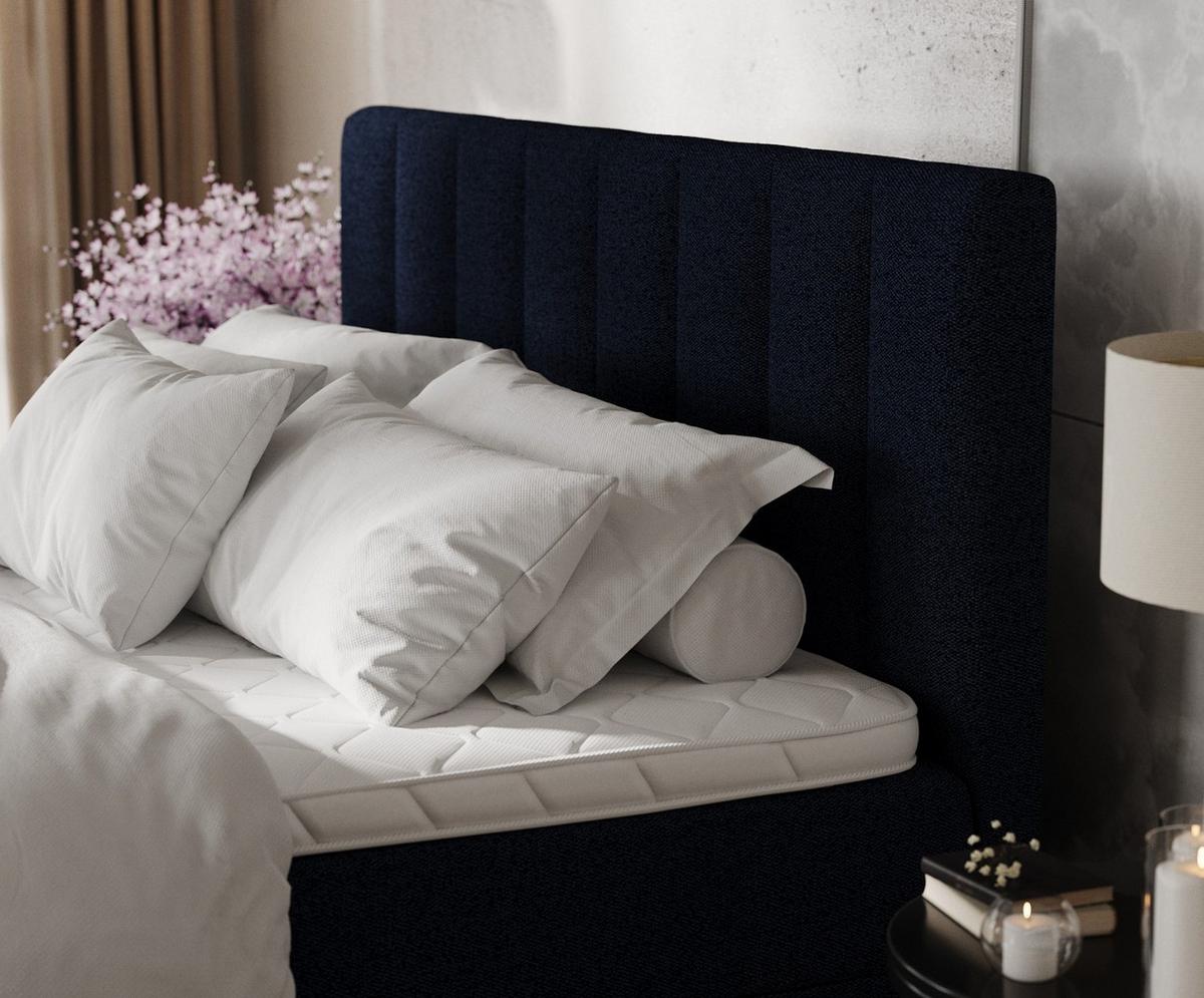 BOXBETT Lusso 200/200 cm Marineblau im Riva Stoff - Schwarz/Dunkelblau, Holz/Holzwerkstoff (200/200cm) - AltaBeds