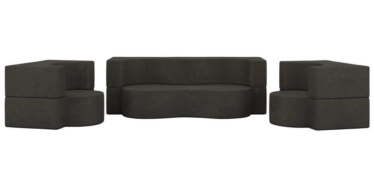SITZGARNITUR SANOA 2+1+1 - Dunkelgrau Cord - Dunkelgrau, Textil (200/68/100cm) - MKS