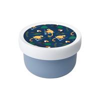 FRUCHTBOX MIT GABEL Campus Jungle 300 ml - Blau/Multicolor, Kunststoff (6.7/10.4/6.7cm) - Mepal