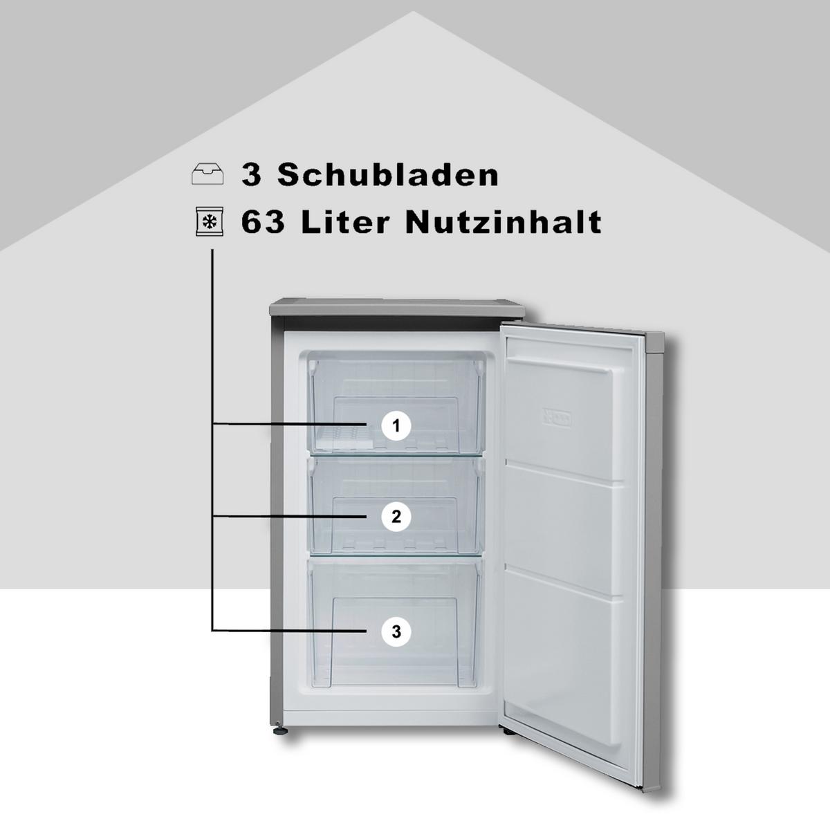 GEFRIERSCHRANK, 63 Liter Nutzinhalt, 4-Sterne, klein, leise, silber, CF-34-101-S - Silberfarben, Kunststoff/Metall (48/82.1/51cm) - Telefunken