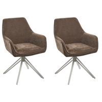 ESSZIMMERSTUHL 2er-Set Stoff Braun Jodar - Braun, Textil (56/83/60cm) - Beliani