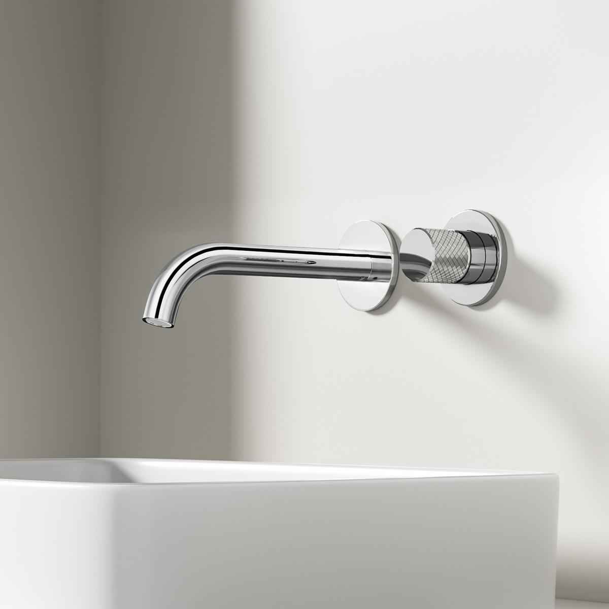 WASCHTISCHARMATUR Unterputz Chrom 28,1/14/6,5 cm - Chromfarben, Metall (14/28.1/6.5cm) - EMKE