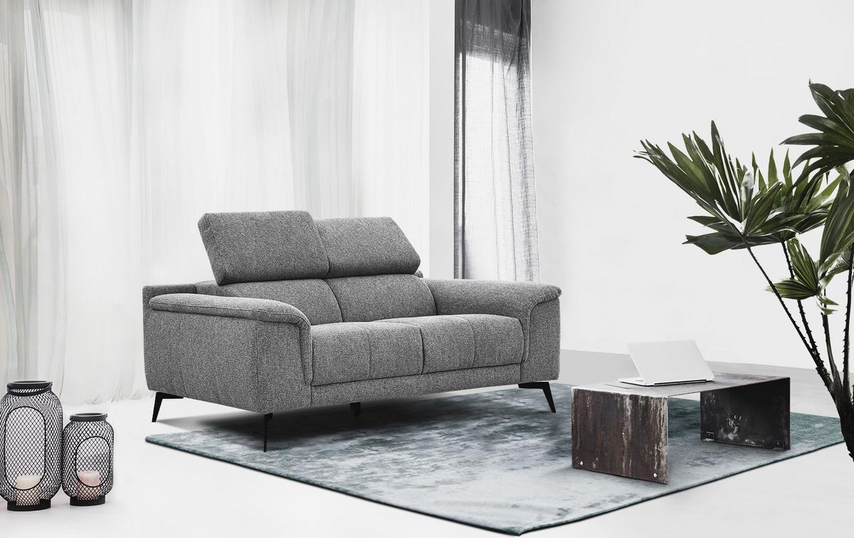 SOFA FIERO 2-Sitzer, grau - Schwarz/Grau, Holzwerkstoff/Textil (170/82/103cm) - Wozimo