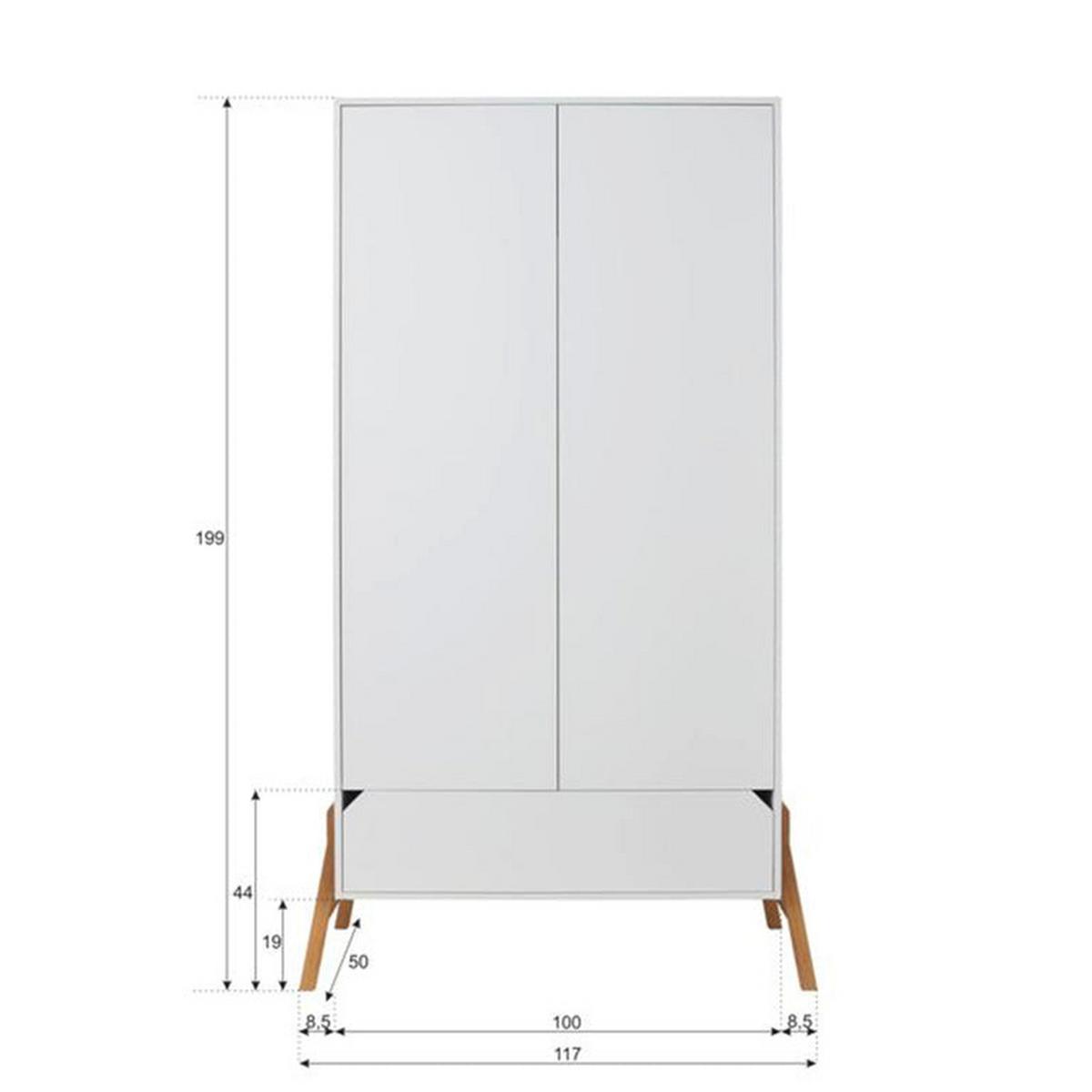 SCHRANK 2 Türen Weiß - Weiß, Holzwerkstoff (117/199/50cm) - Petits-meubles