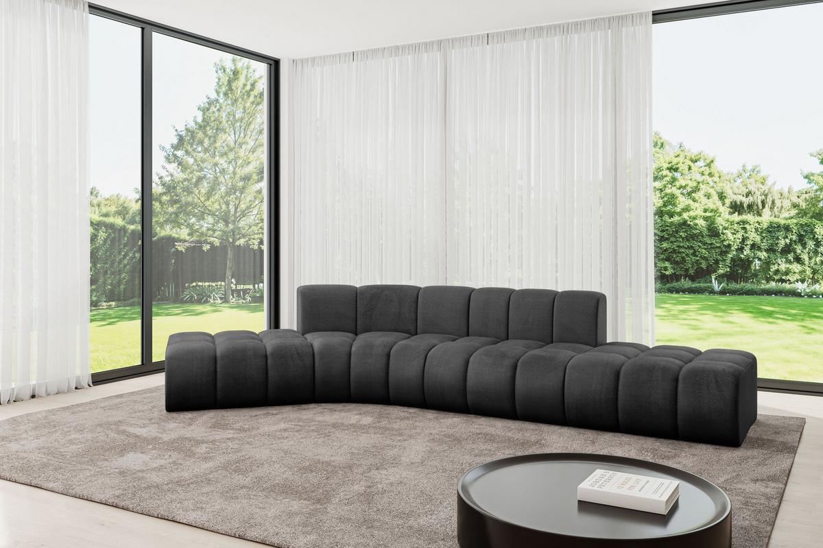 ECKSOFA modulares Sofa Solven-L1 - 380x174x70 cm Schwarz - Schwarz, Holzwerkstoff/Textil (380/174cm) - ALTDECOR