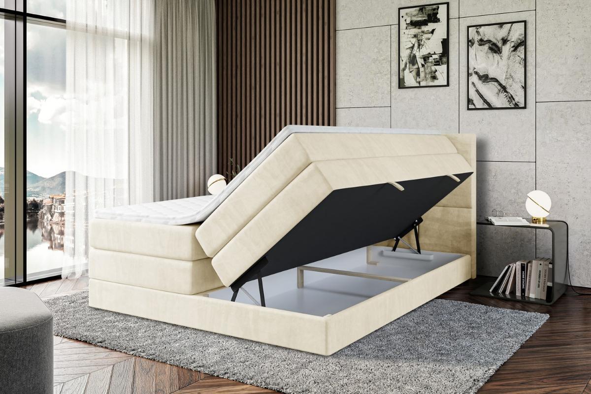 BOXSPRINGBETT ARDENI KING - 200x200 - H3/H4 - Beige - Beige, Holzwerkstoff (200/200cm) - ALTDECOR