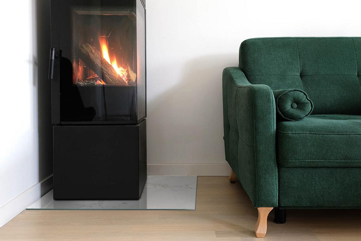 GLASPLATTE für Kamin 60x40 cm - Weiß, Glas (60/40/0.4cm) - TULUP